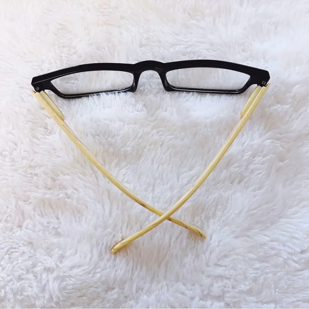 Rory Black & Light Wood Rectangular Reader Glasses